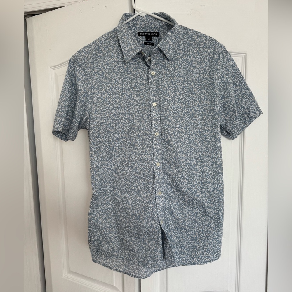 Men's Blue Floral Short Sleeve Shirt